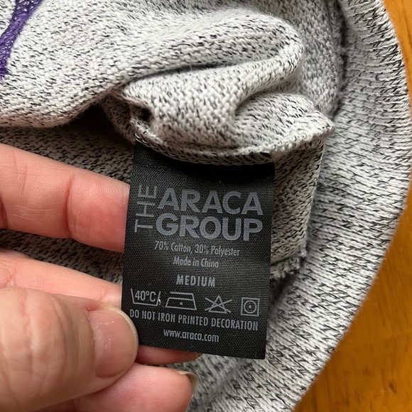 Wicked Sz M Authentic Pullover Hooded Sweatshirt Gray Purple Kangaroo Pocket - Picture 4 of 11